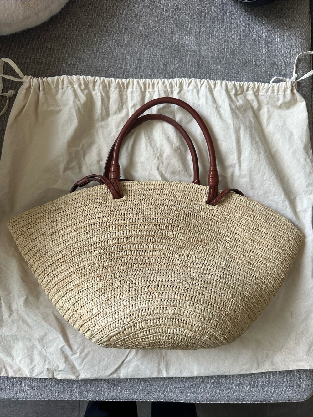 Sezane Justine Basket Bag Natural Raffia - Size TU - Picture 3 of 7